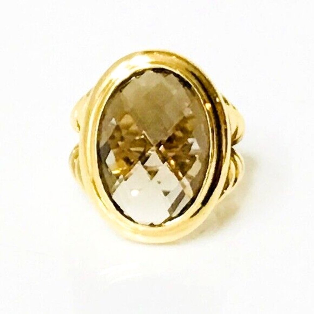 David Yurman 18k Gold Smoky Quartz Ring